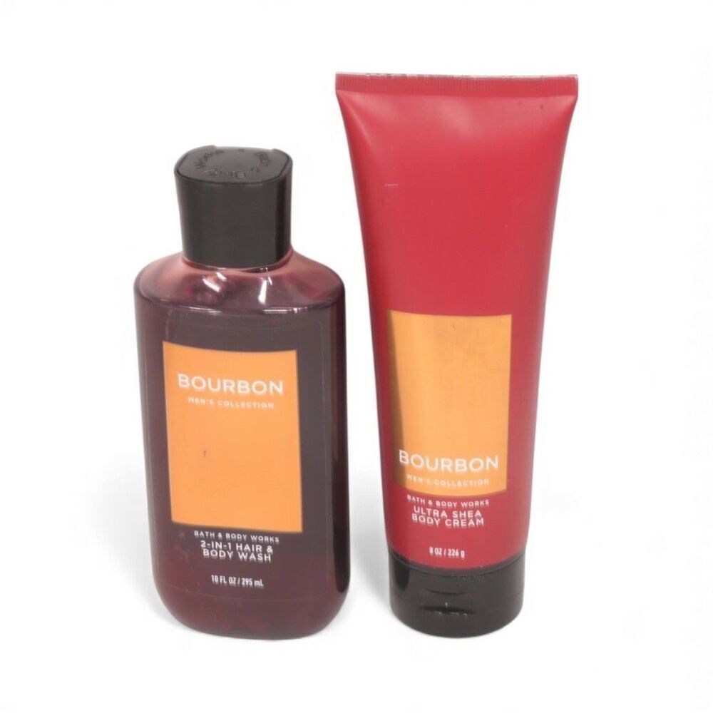 Bath & Body Works BOURBON Men 2pc Set Body Wash + Ultra Shea Body Cream NEW